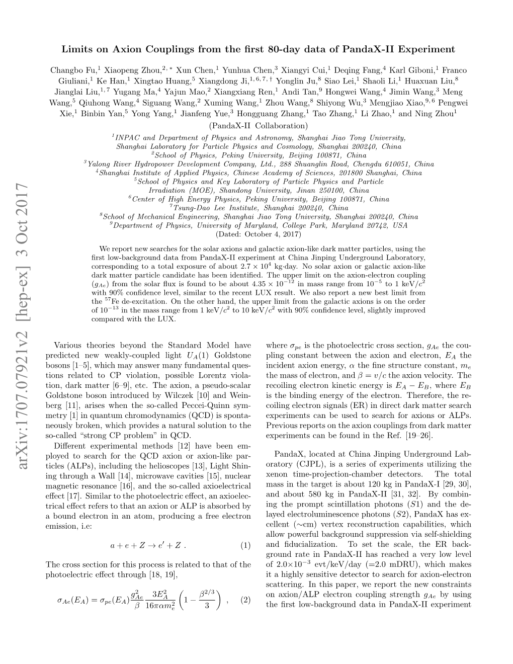 Arxiv:1707.07921V2 [Hep-Ex] 3 Oct 2017