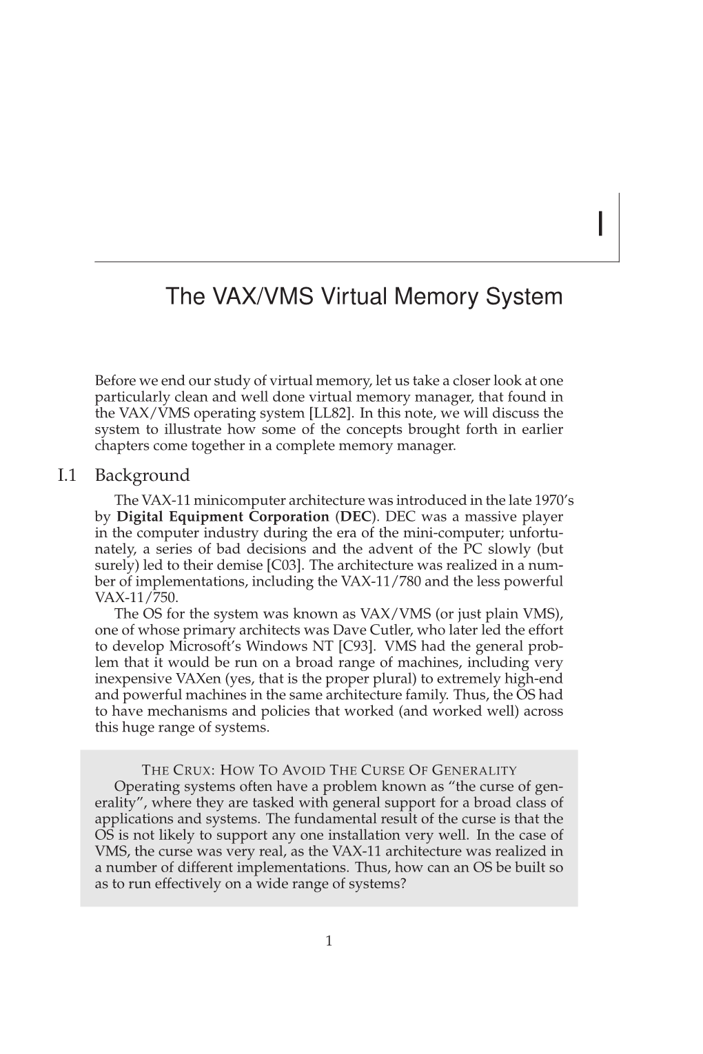 The VAX/VMS Virtual Memory System