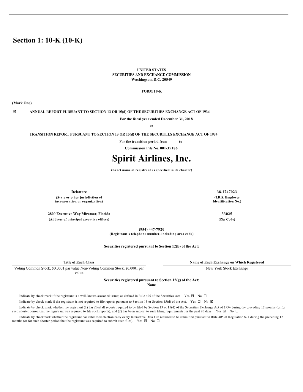 Spirit Airlines, Inc