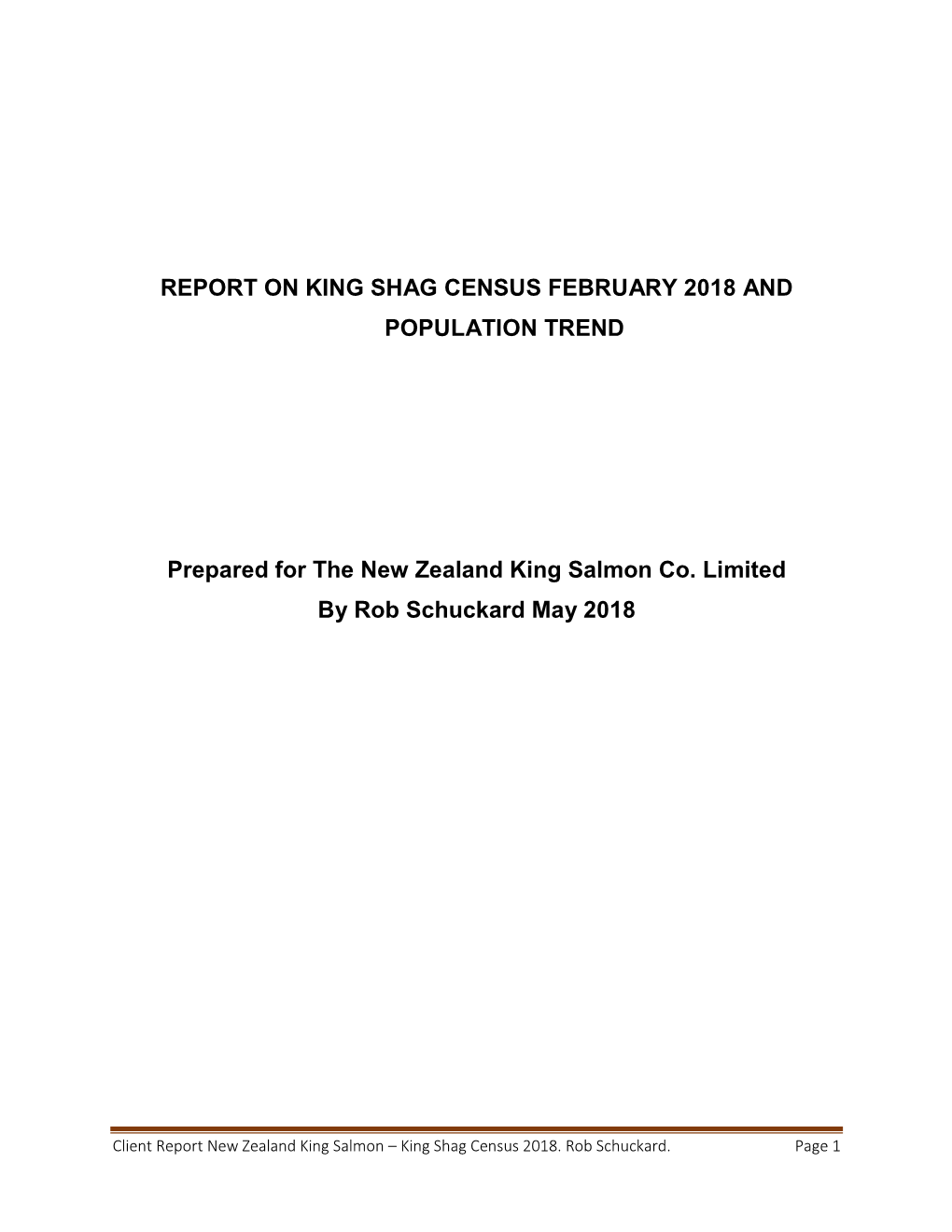 Report on King Shag Census February 2018 and Population Trend