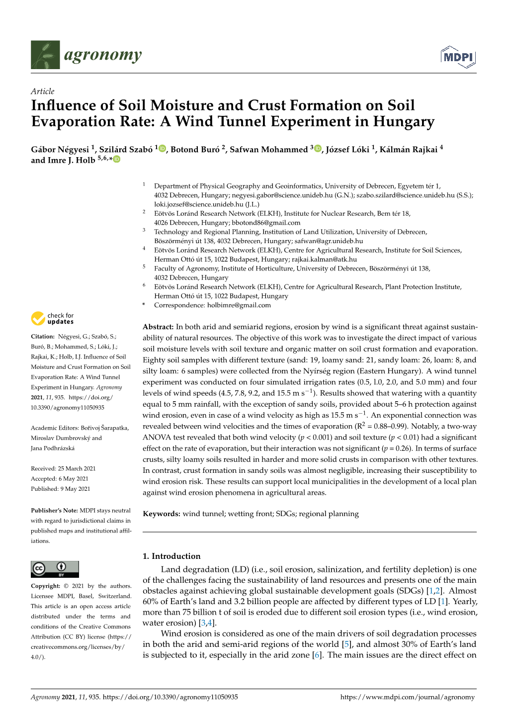 Influence of Soil Moisture and Crust Formation on Soil Evaporation Rate