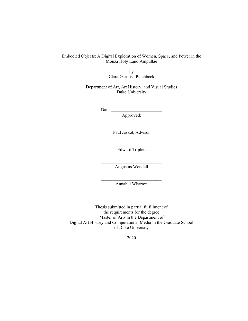 Duke University Dissertation Template