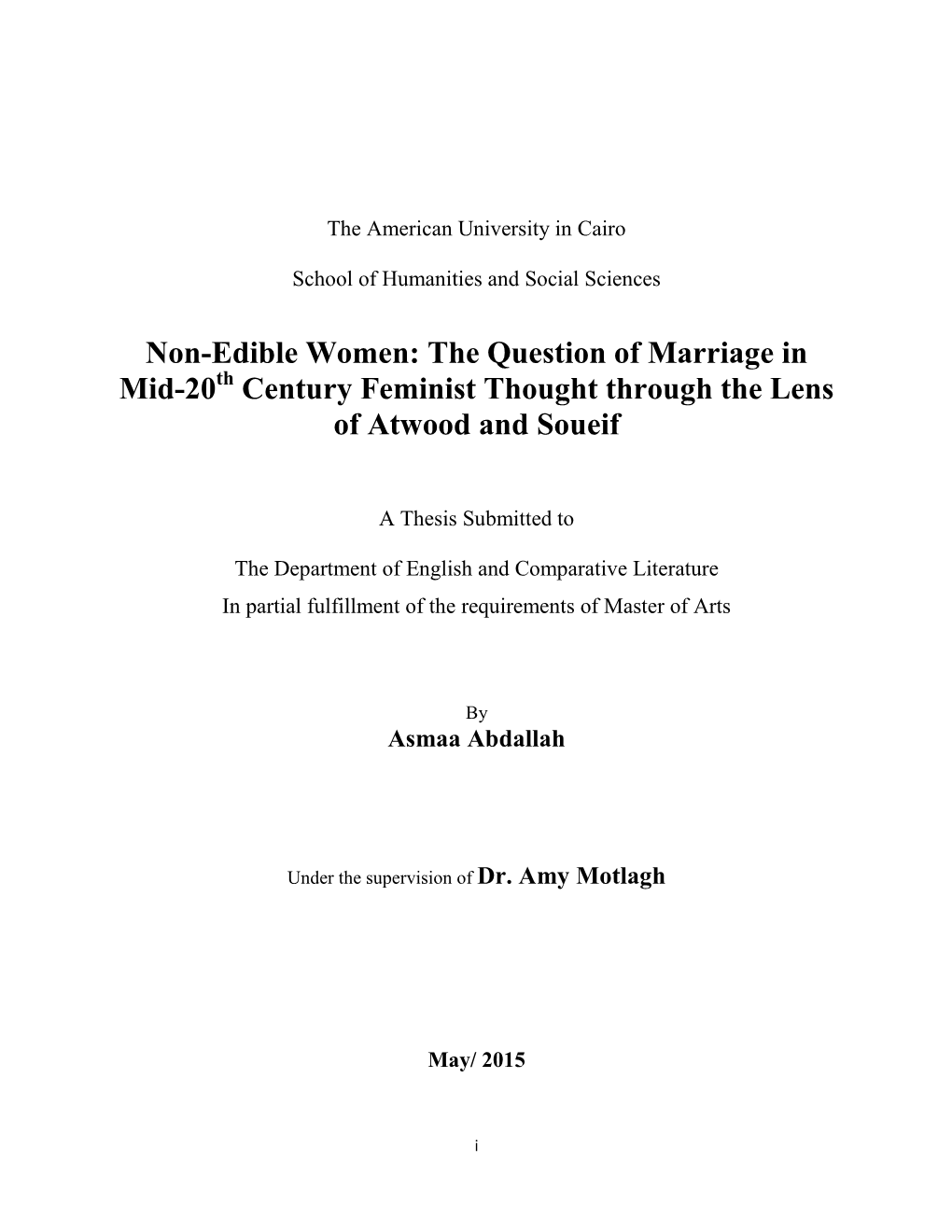 The Question of Marriage in Mid-20 Century Feminist Thought Through