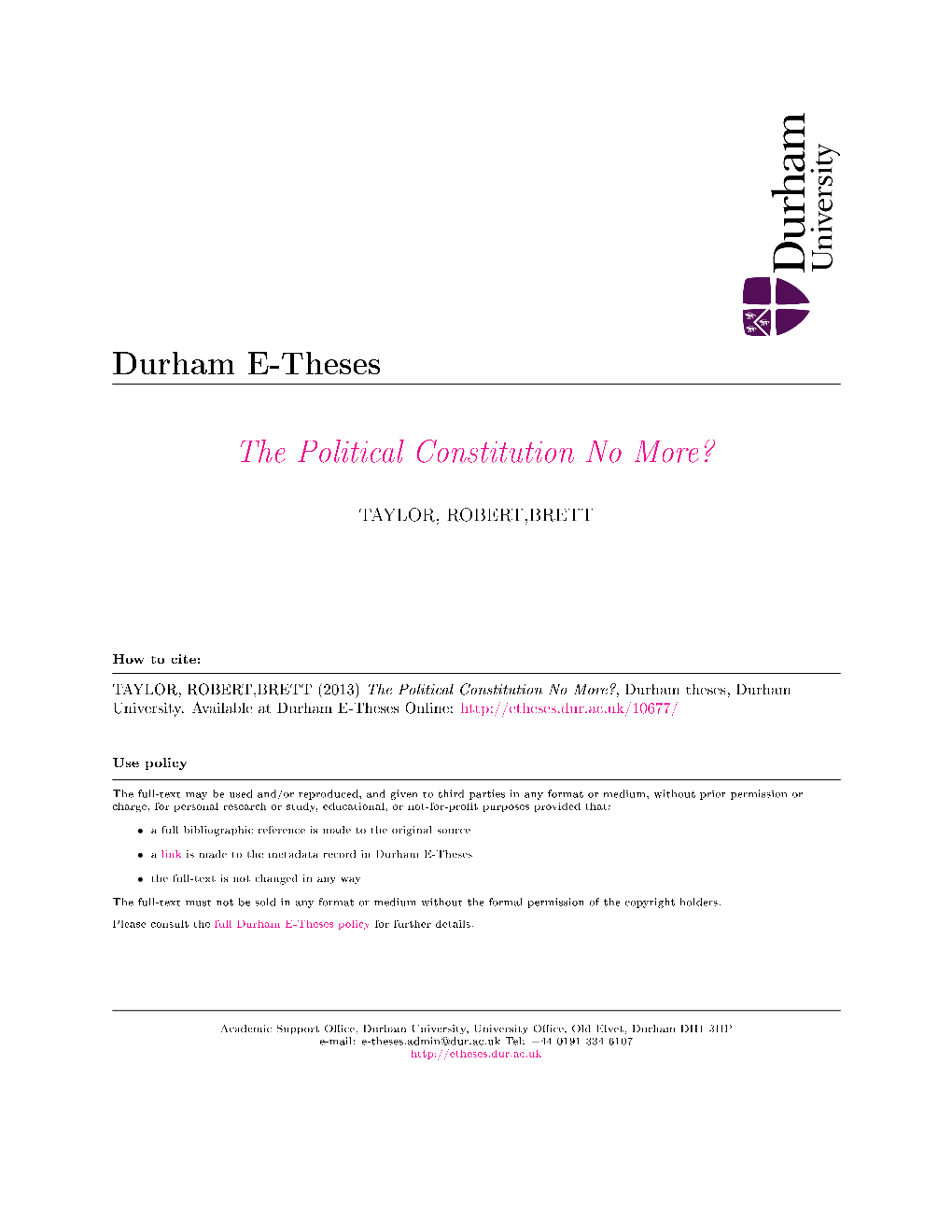 The Political Constitution No More?