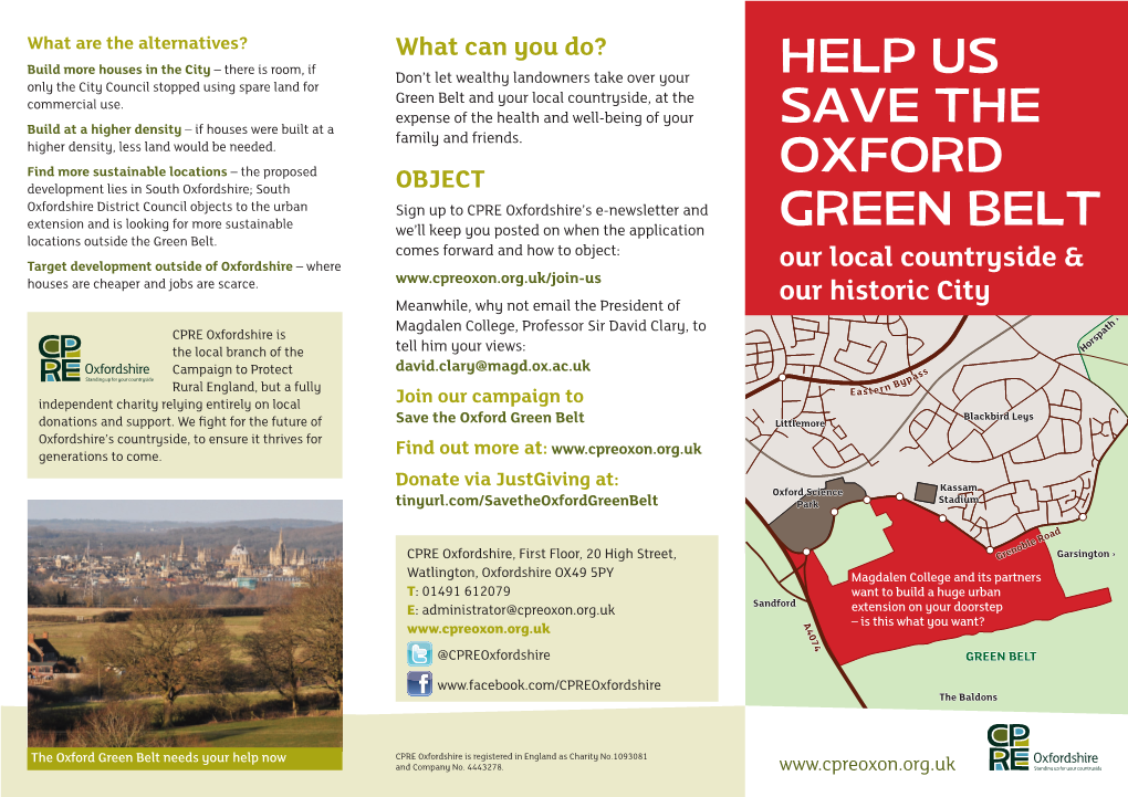 Help Us Save the Oxford Green Belt