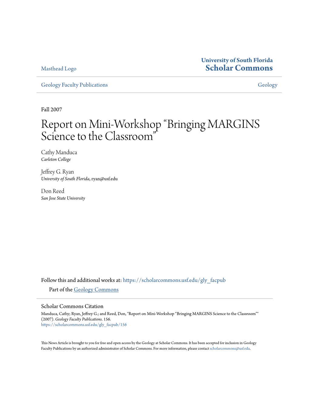 Report on Mini-Workshop Â•Œbringing MARGINS Science To