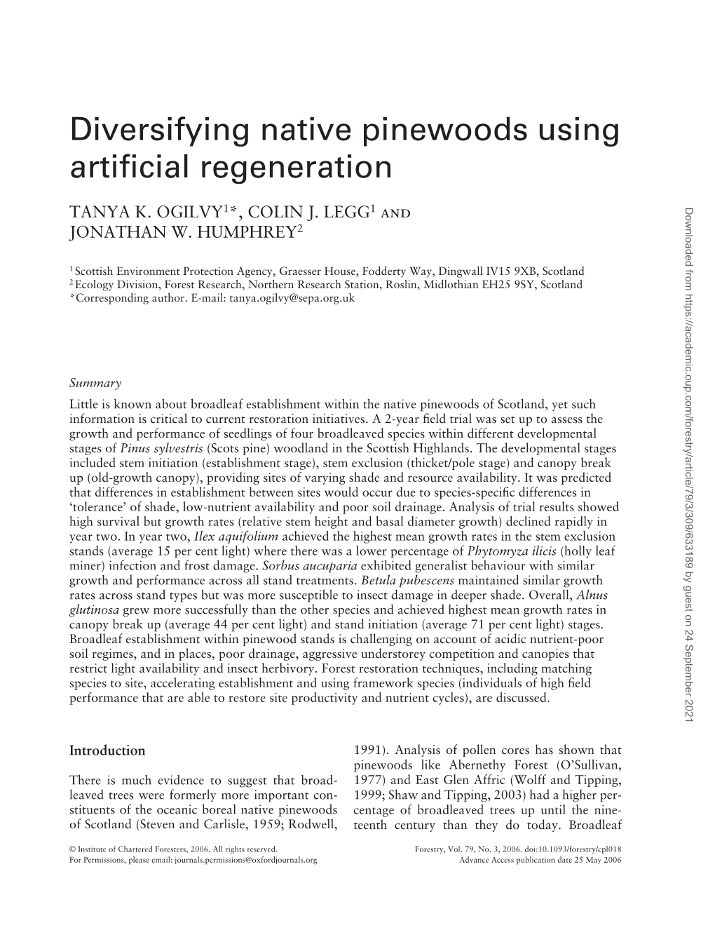 DIVERSIFYING NATIVE PINEWOODS USING ARTIFICIAL REGENERATION 311 Stages: Stand Initiation, Stem Exclusion and Can- Plots)
