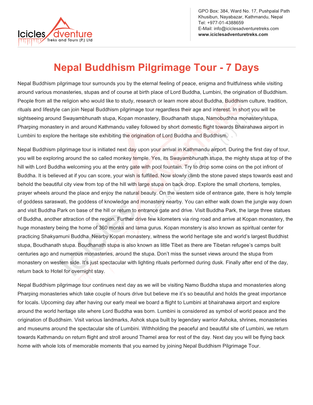 Nepal Buddhism Pilgrimage Tour - 7 Days