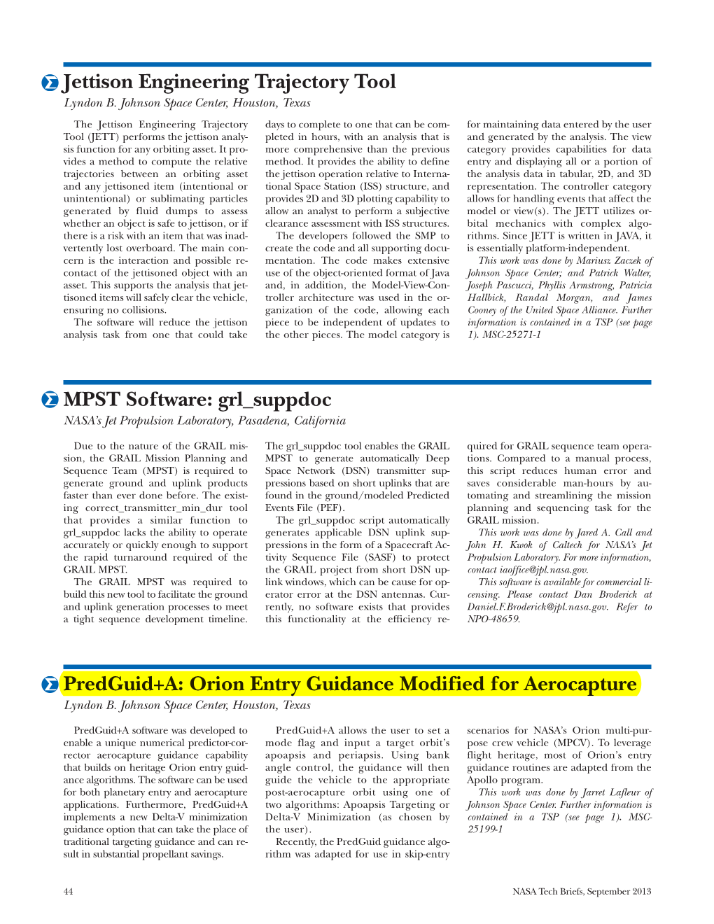 Orion Entry Guidance Modified for Aerocapture MPST Software