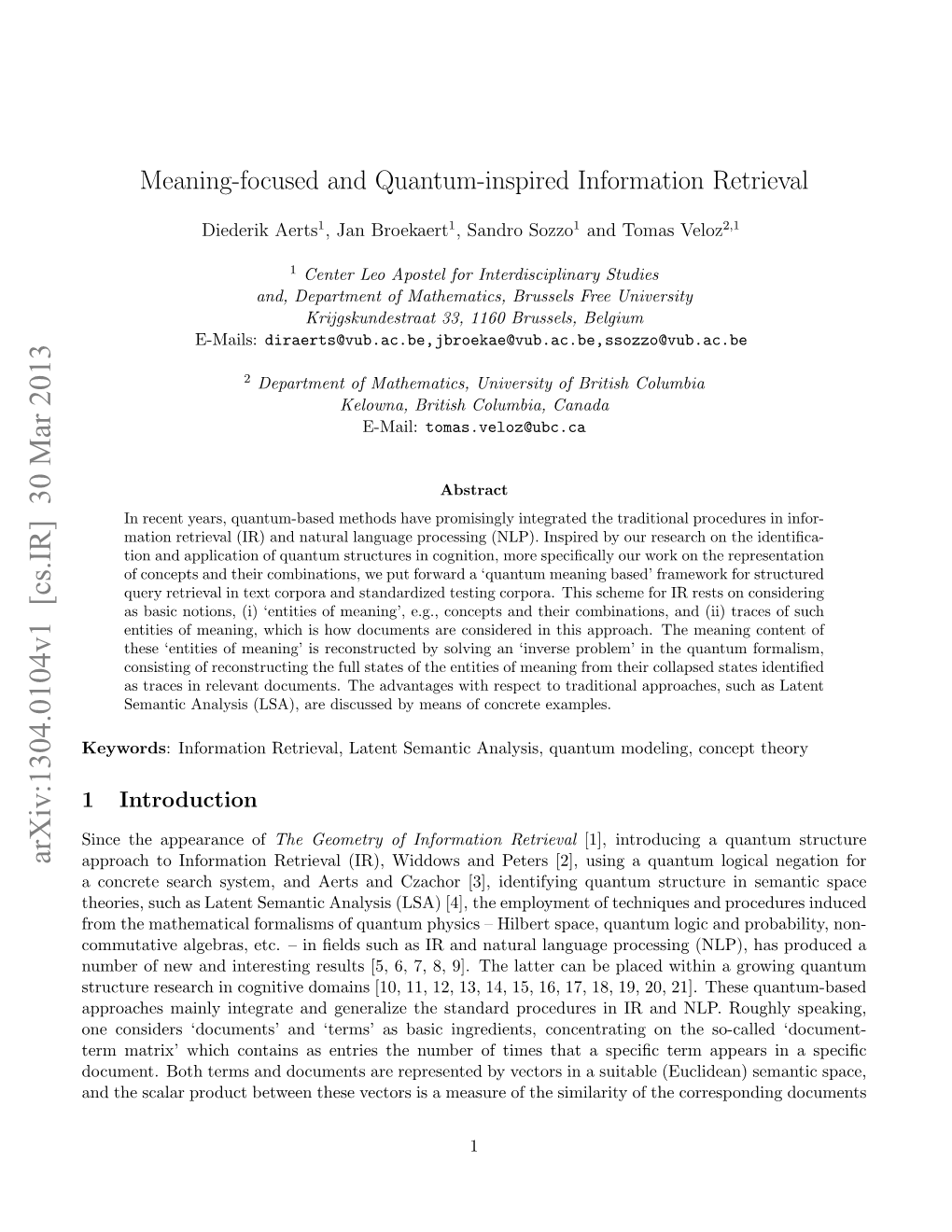 Meaning-Focused and Quantum-Inspired Information Retrieval