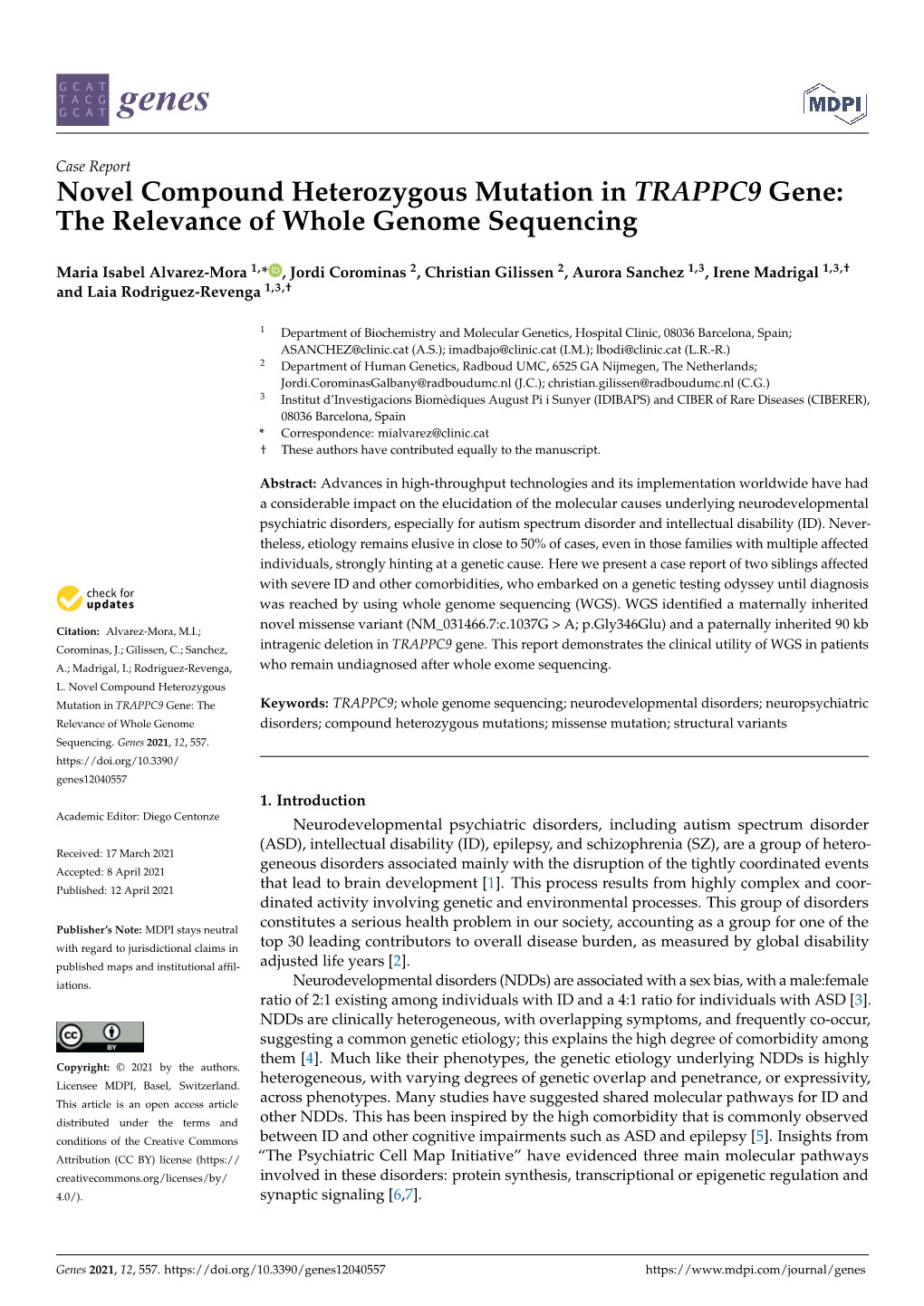 Novel Compound Heterozygous Mutation in TRAPPC9 Gene: the Relevance of Whole Genome Sequencing