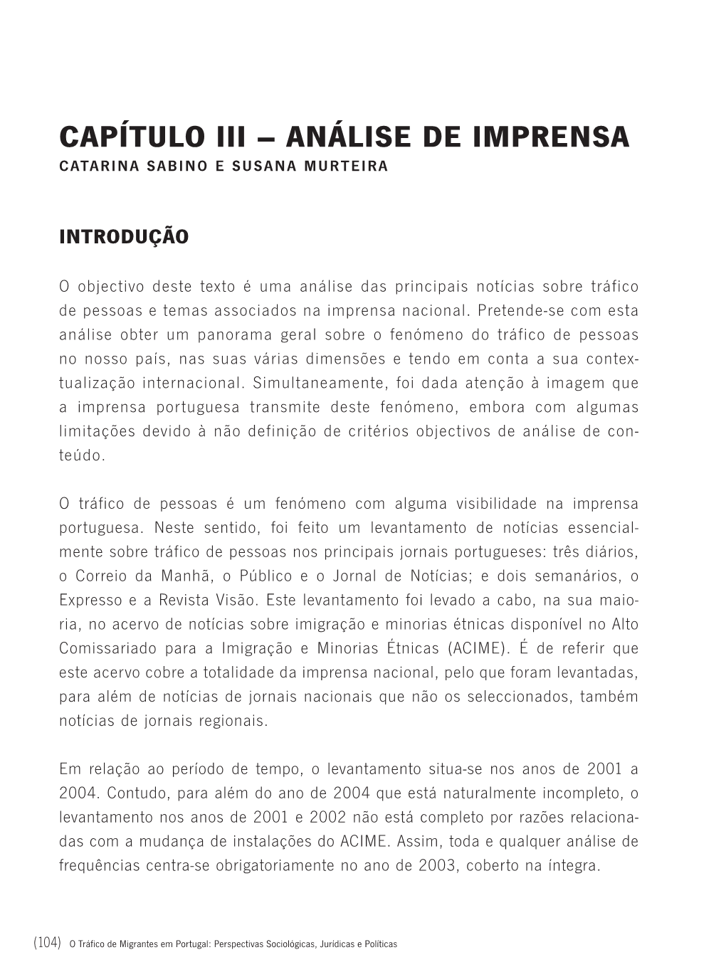 Capítulo Iii – Análise De Imprensa Catarina Sabino E Susana Murteira