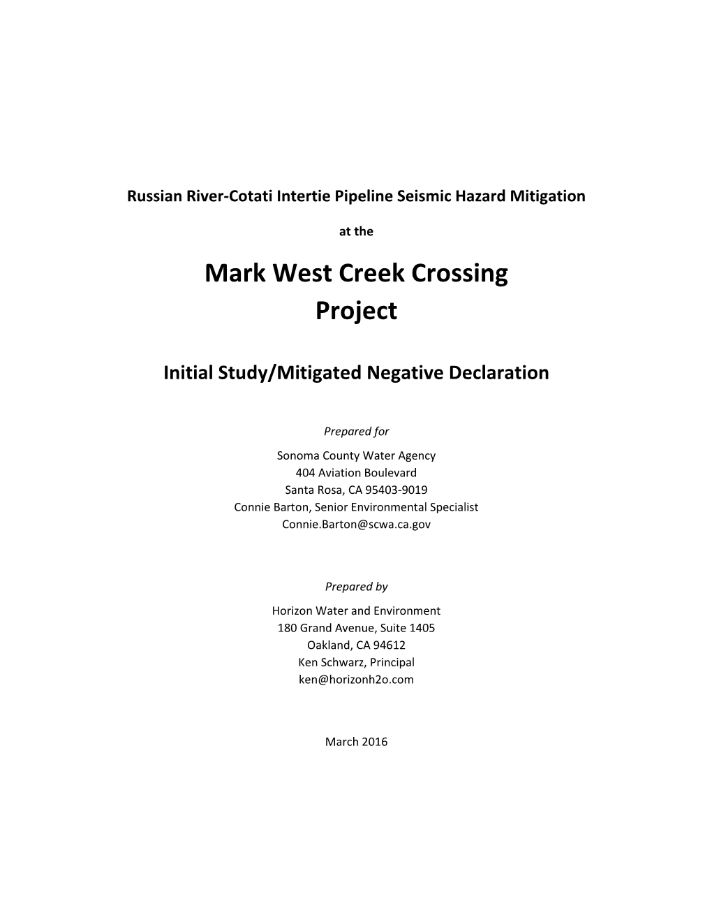 Mark West Creek Crossing Project