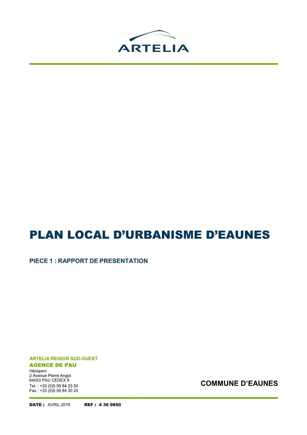 Plan Local D'urbanisme D'eaunes