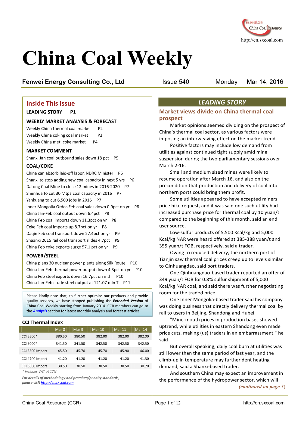 China Coal Weekly