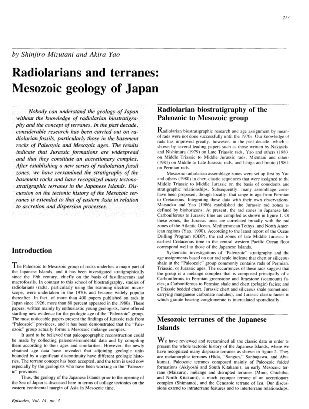 Mesozoic Geology of Japan