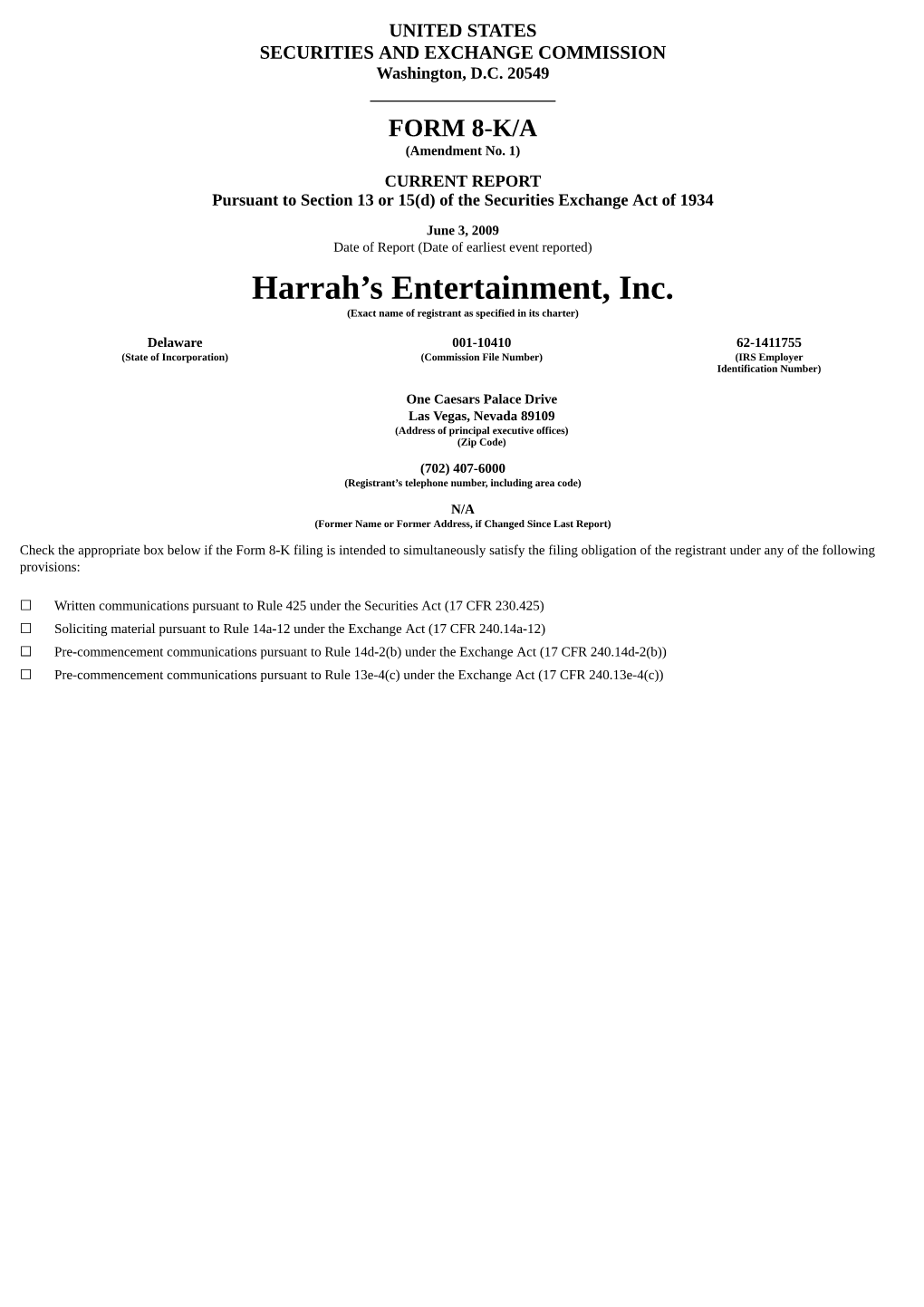 Harrah's Entertainment, Inc