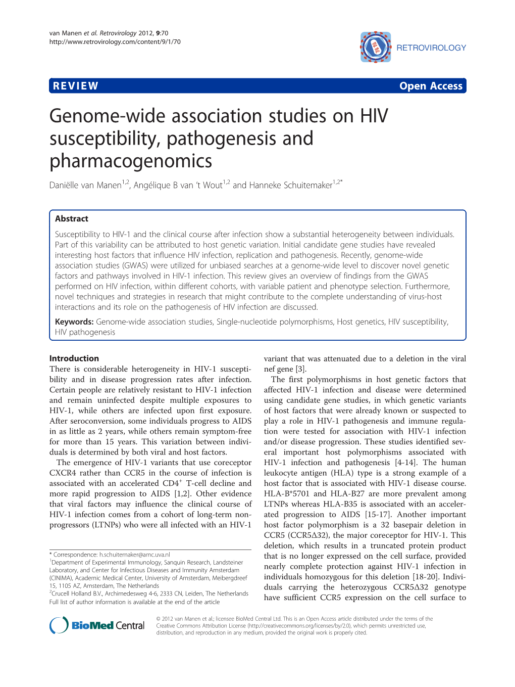 Genome-Wide Association Studies on HIV Susceptibility, Pathogenesis