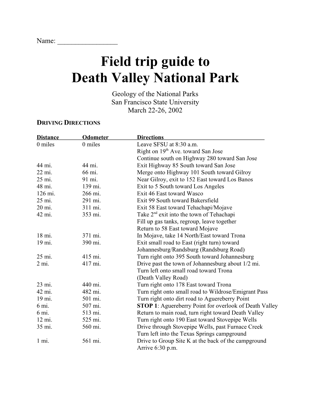Death Valley Field Guide
