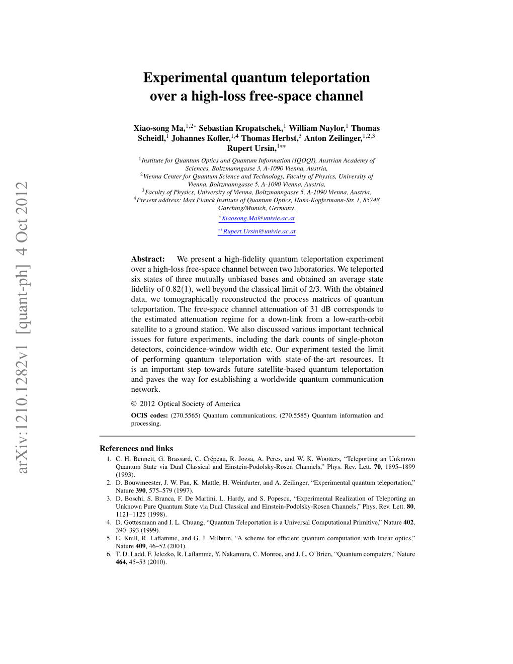 Experimental Quantum Teleportation Over a High-Loss Free-Space Channel