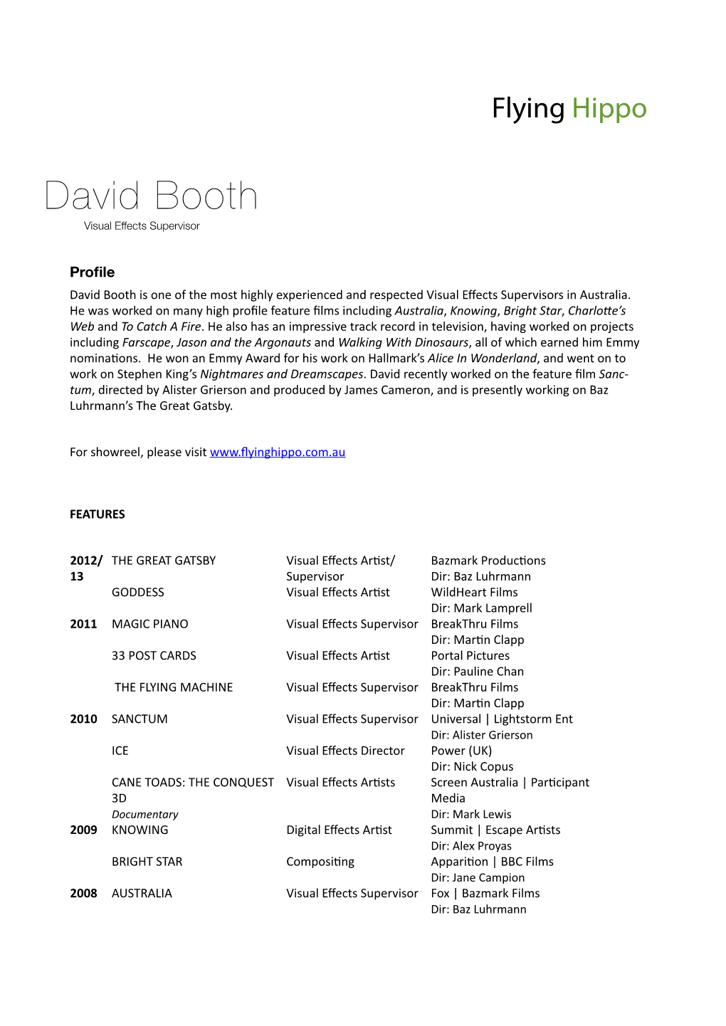 David Booth CV July 2012