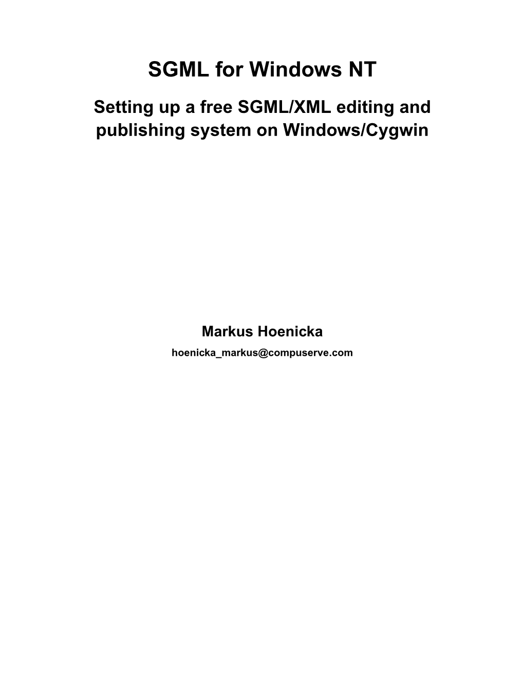 SGML for Windows NT