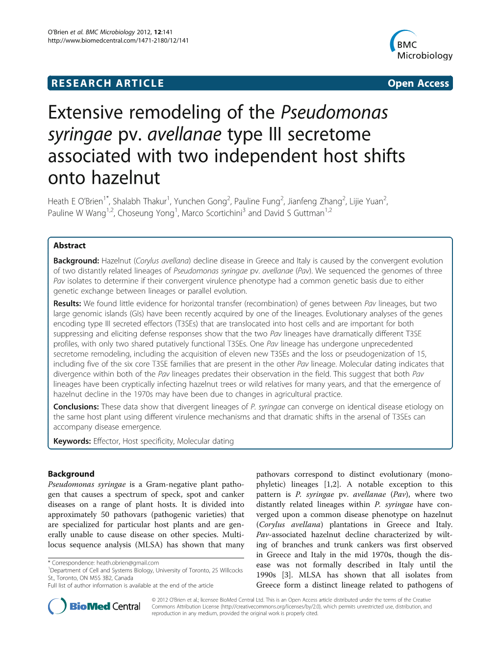 Extensive Remodeling of the Pseudomonas Syringae Pv