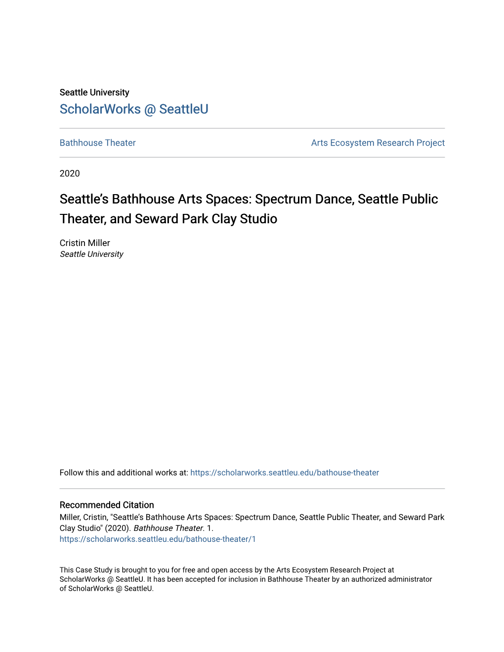 Spectrum Dance, Seattle Public Theater, and Seward Park Clay Studio