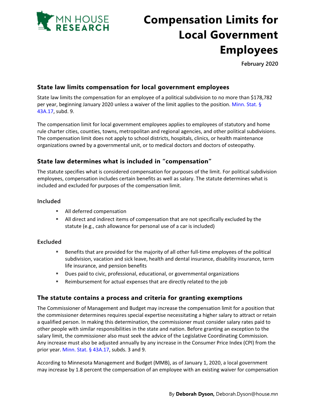Compensation Limits for Local Government Employees February 2020