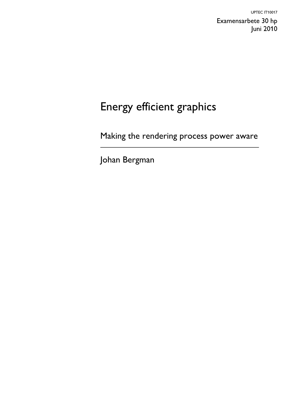 Energy Efficient Graphics