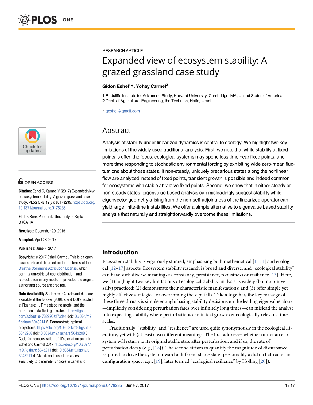 Expanded View of Ecosystem Stability: a Grazed Grassland Case Study