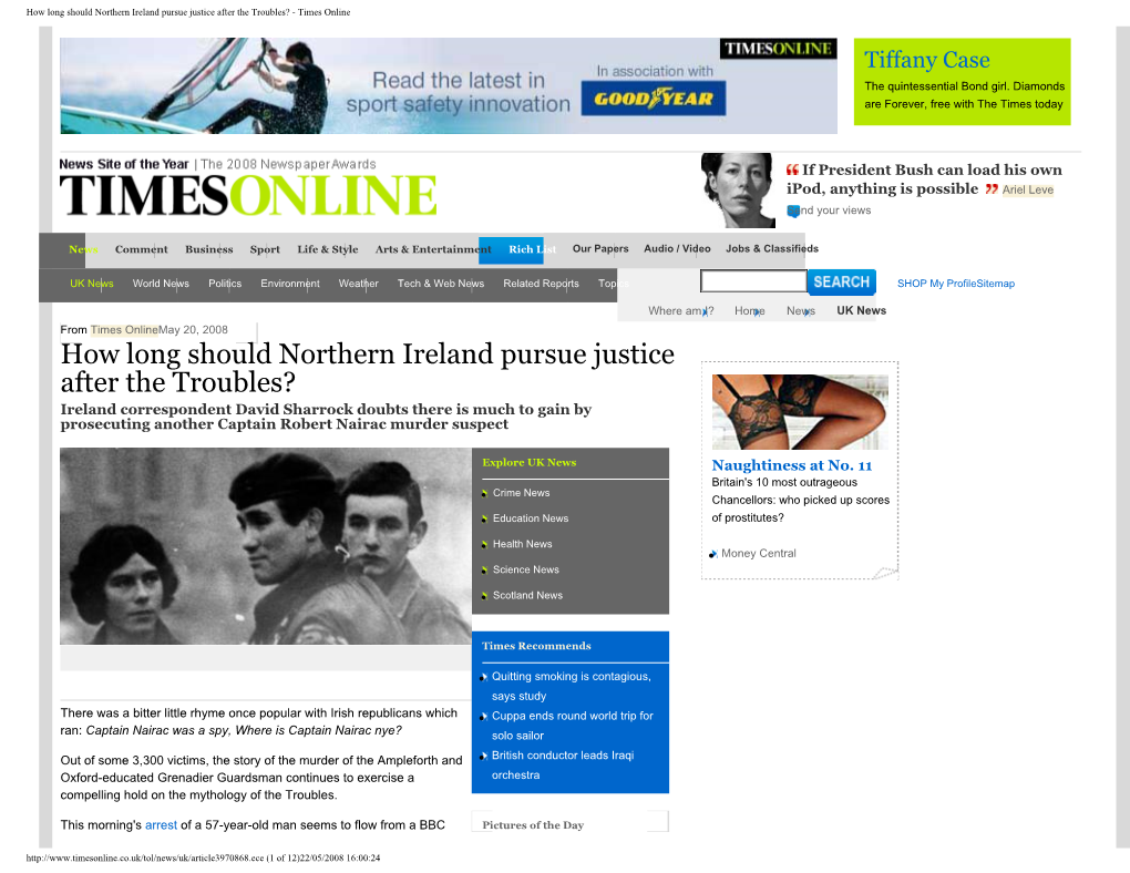 How Long Should Northern Ireland Pursue Justice After the Troubles? - Times Online