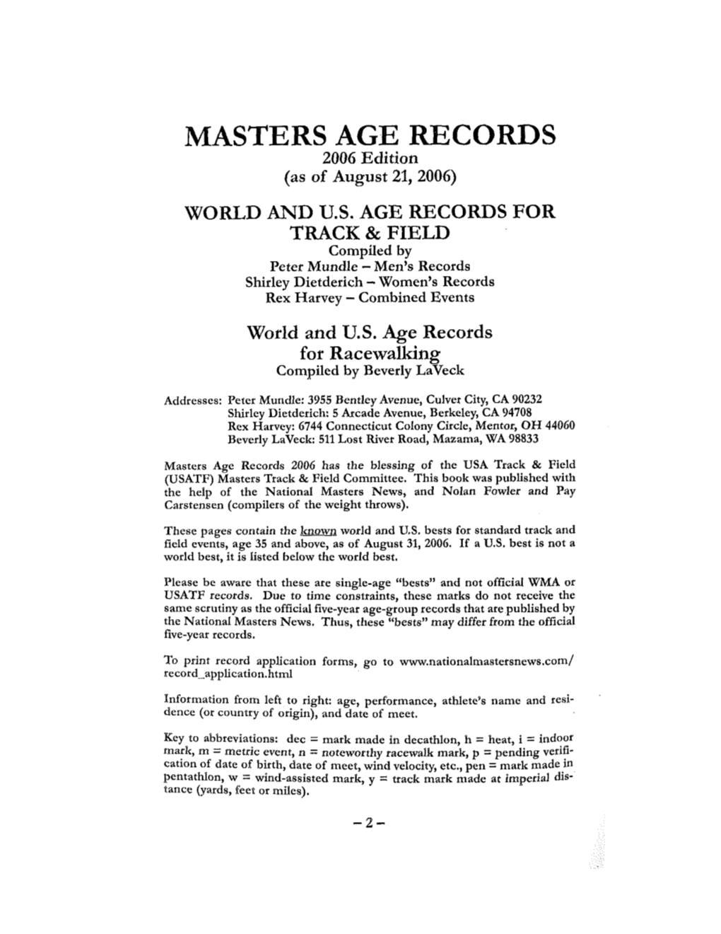 2006 Masters Age Records