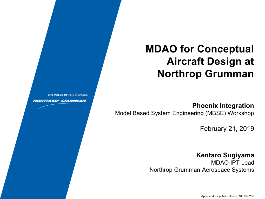 MDAO for Conceptual Aircraft Design at Northrop Grumman