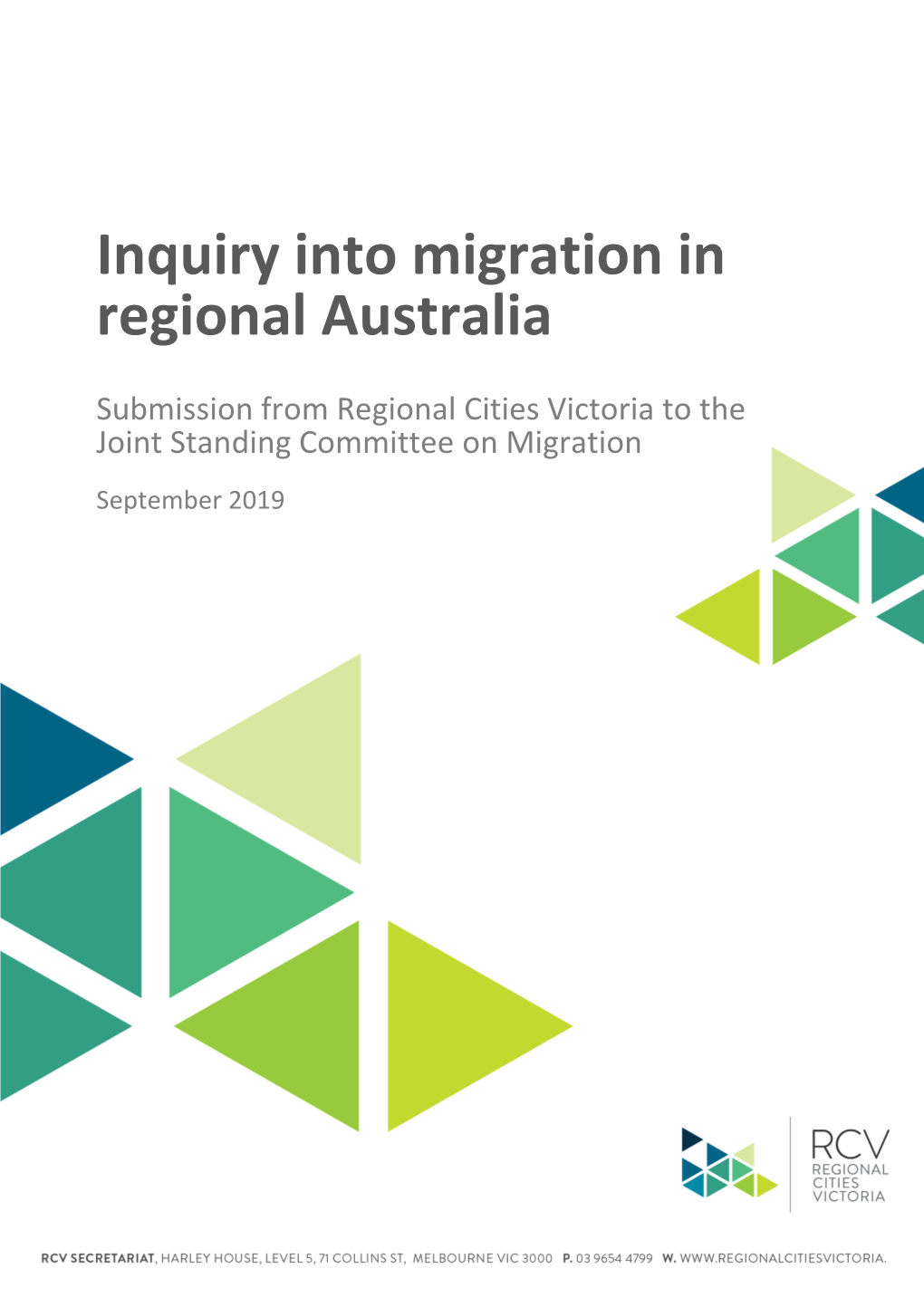 Inquiry Into Migration in Regional Australia
