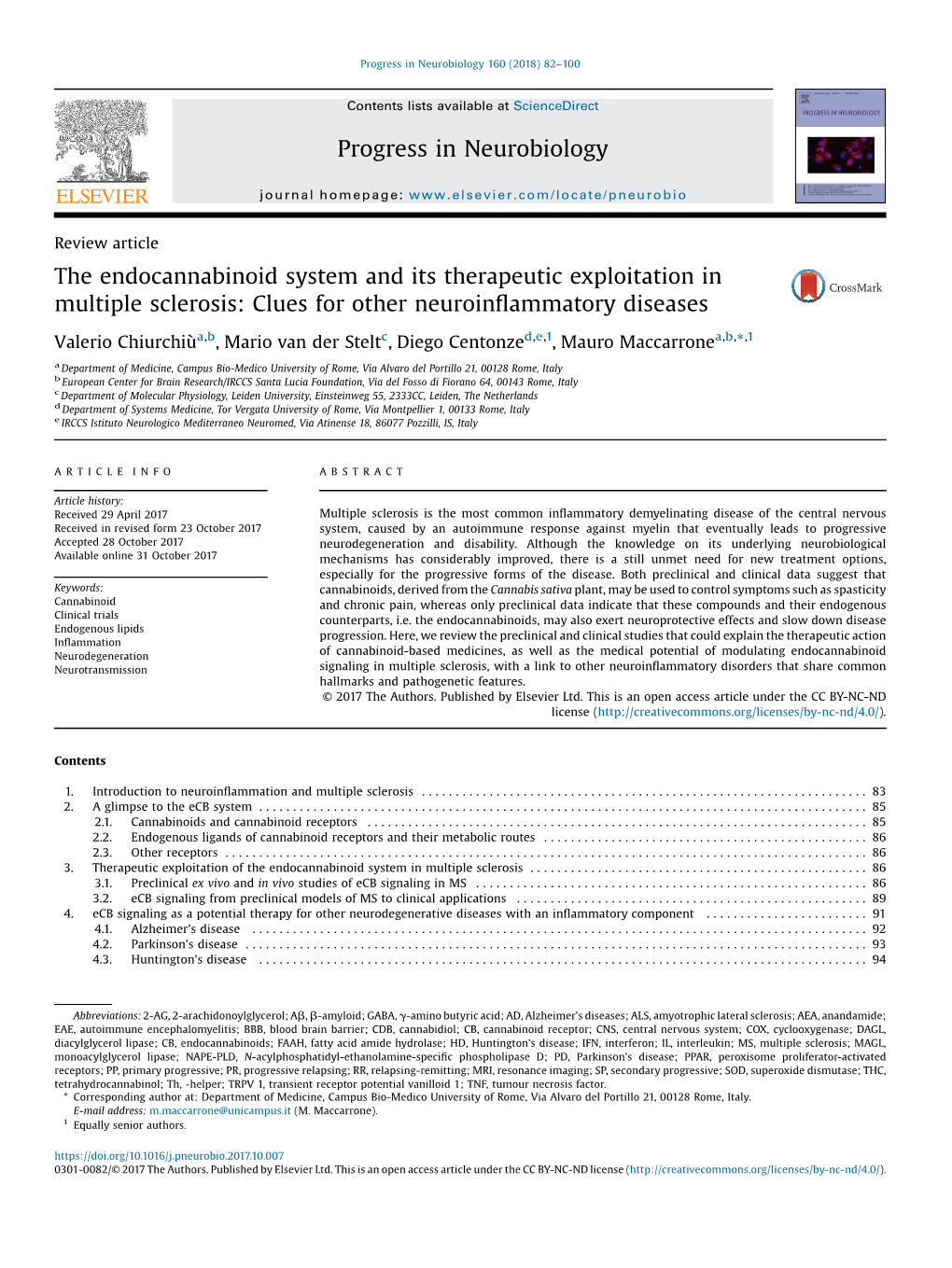 The Endocannabinoid System and Its Therapeutic Exploitation In