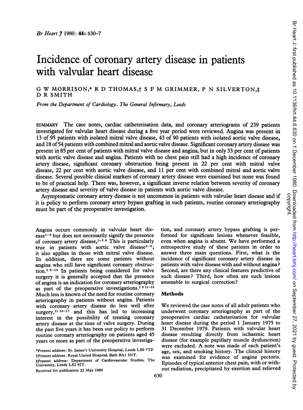 Incidence Ofcoronary Artery Disease in Patients