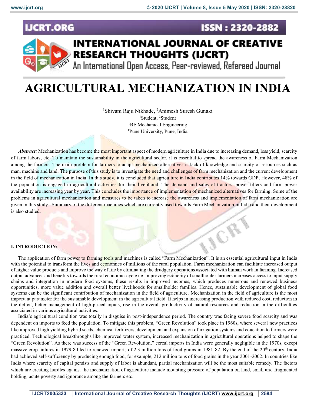 Agricultural Mechanization in India