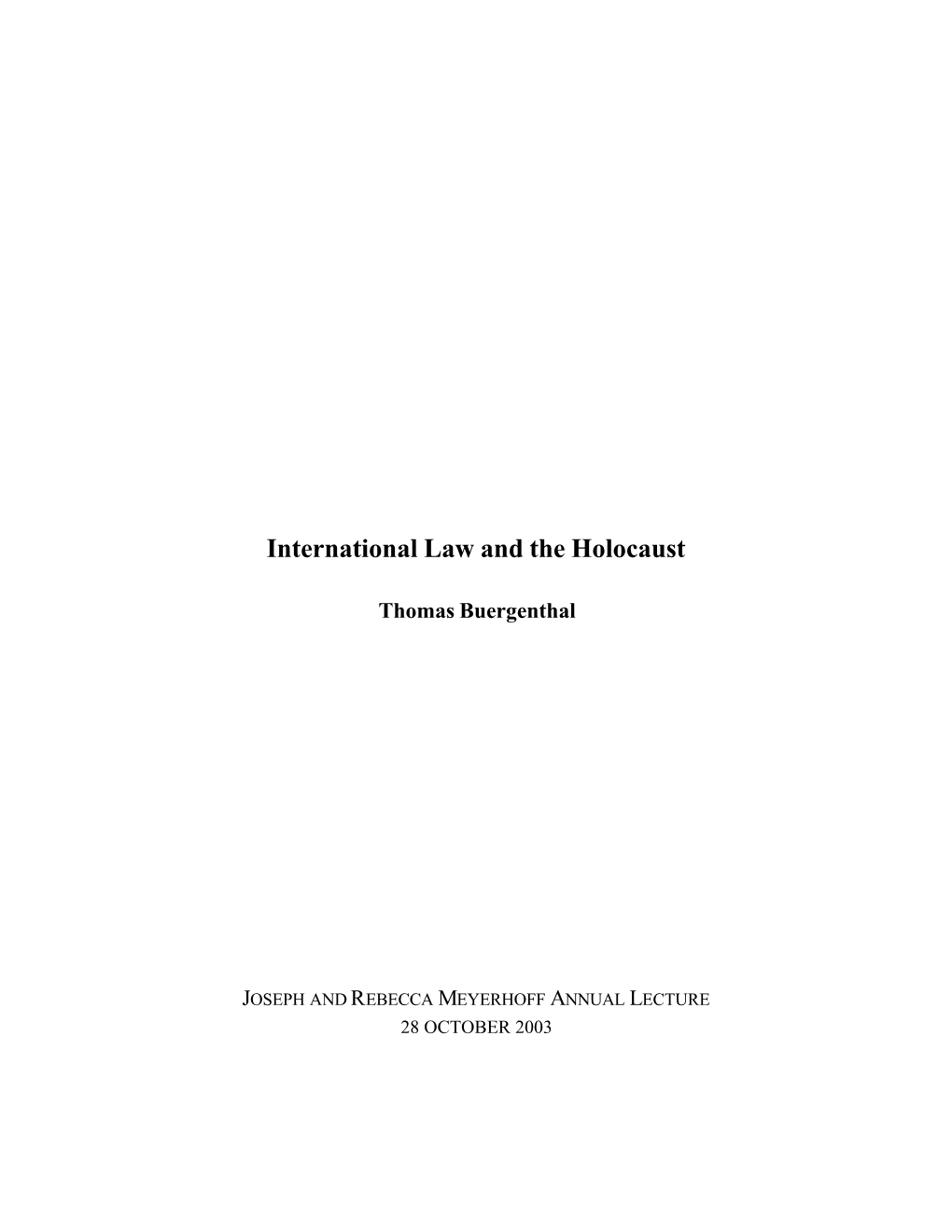 International Law and the Holocaust