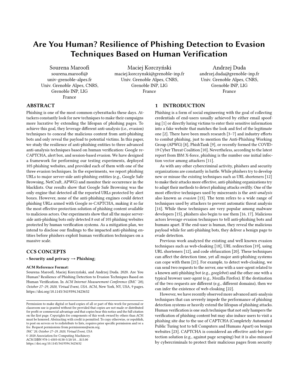 Resilience of Phishing Detection to Evasion Techniques Based on Human Verification