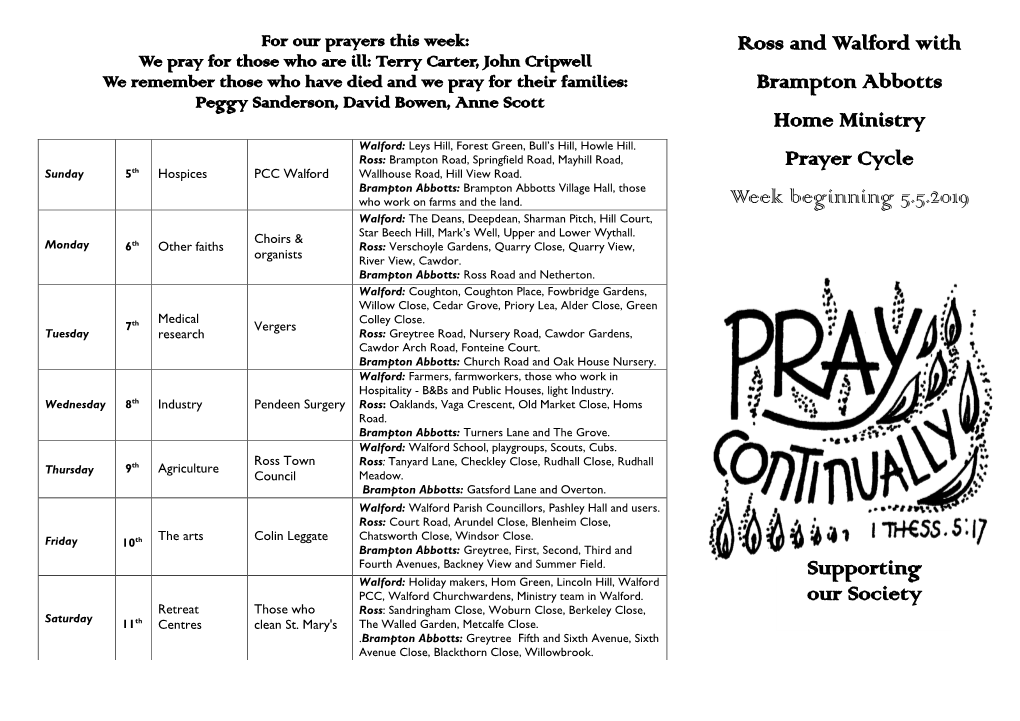 Ross and Walford with Brampton Abbotts Home Ministry Prayer Cycle