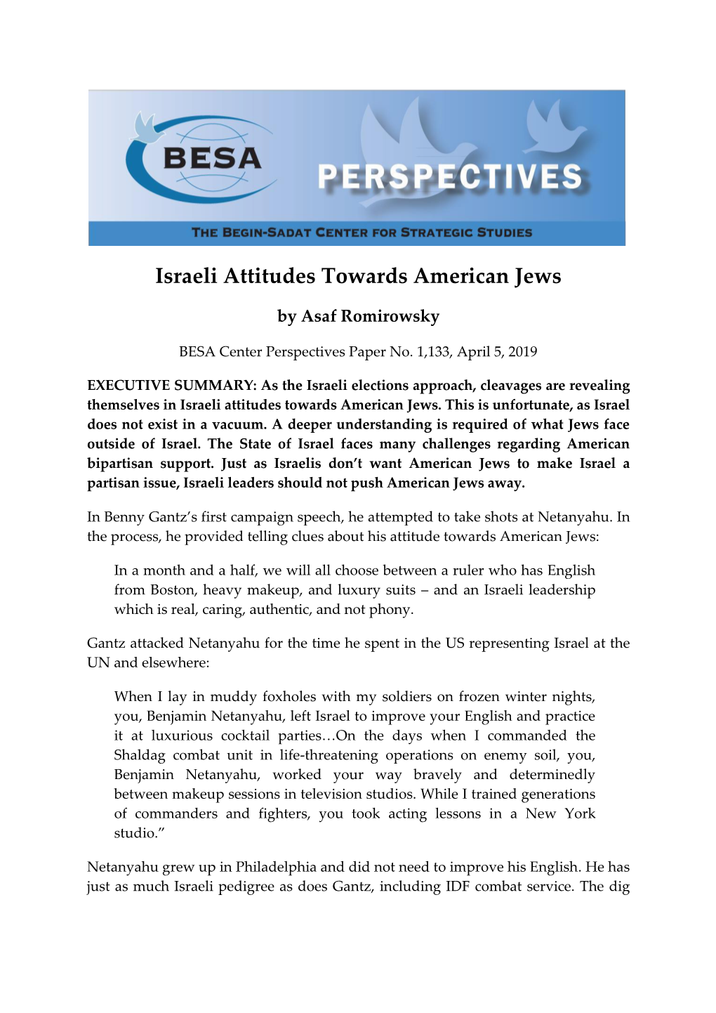 Israeli Attitudes Towards American Jews