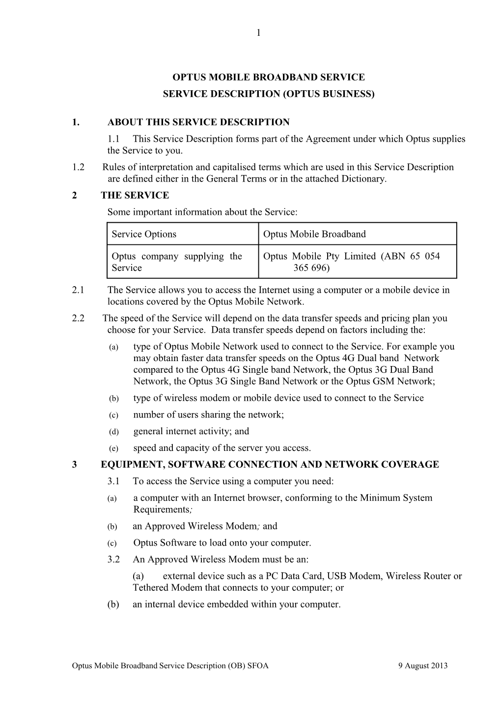 Optus Wireless Connect Broadband Service