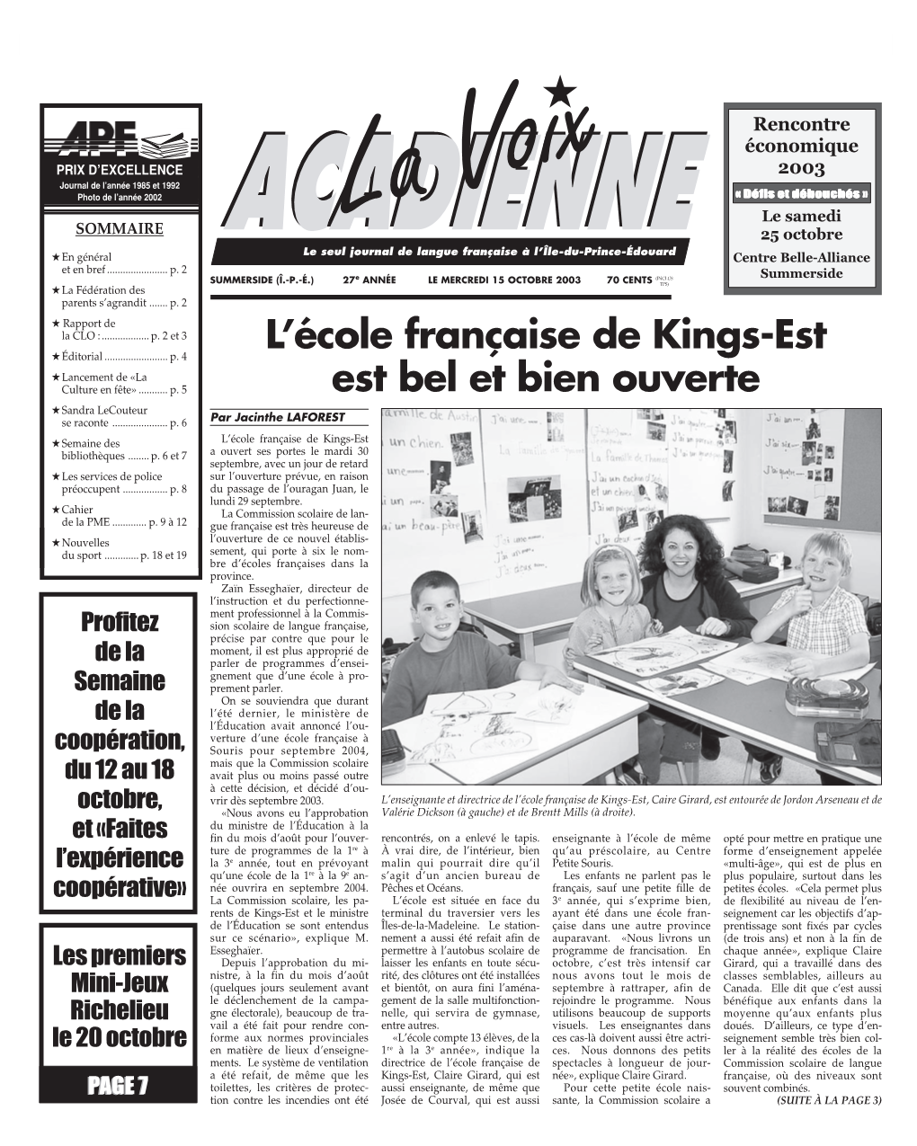 15 Octobre 2003 Page/1