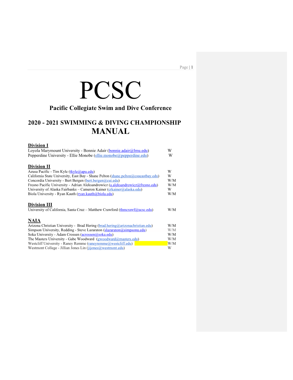 2020-21 PCSC Manual