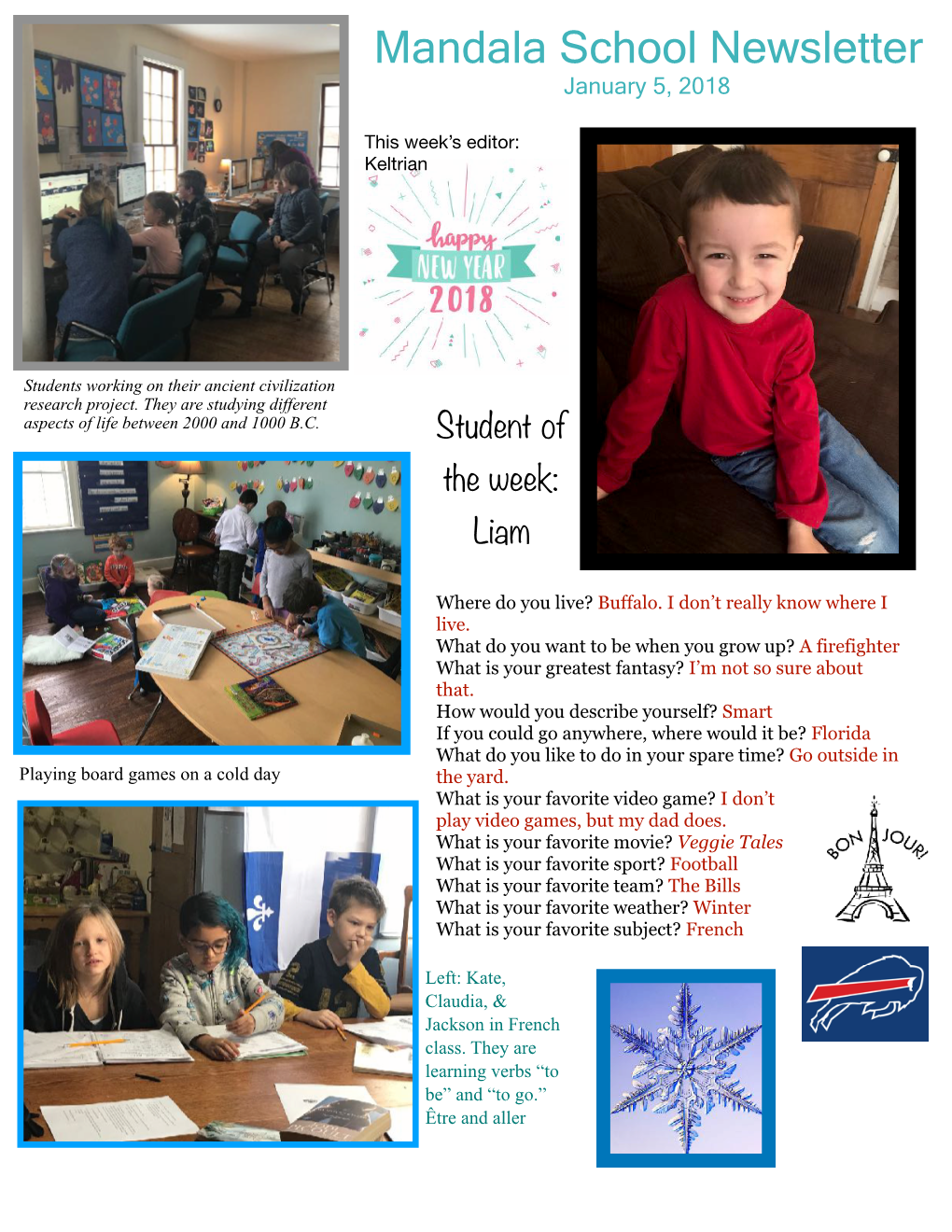 January 5, 2018 Newsletter