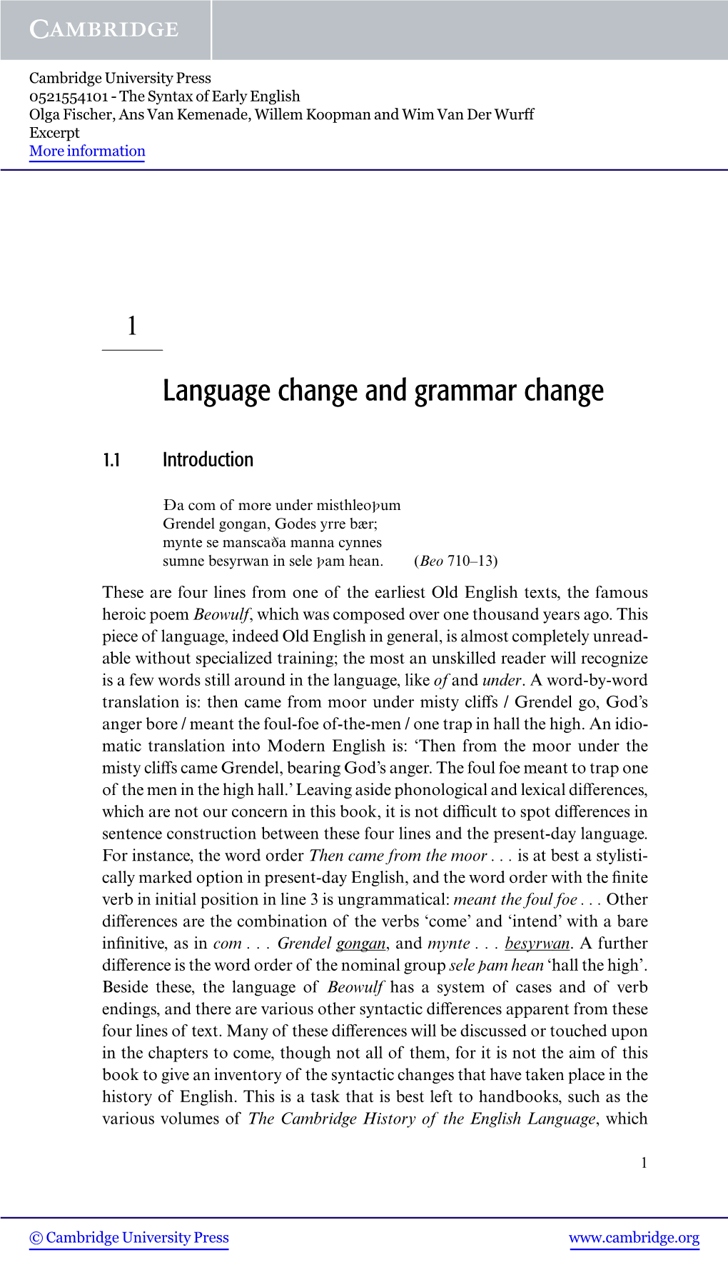 Language Change and Grammar Change