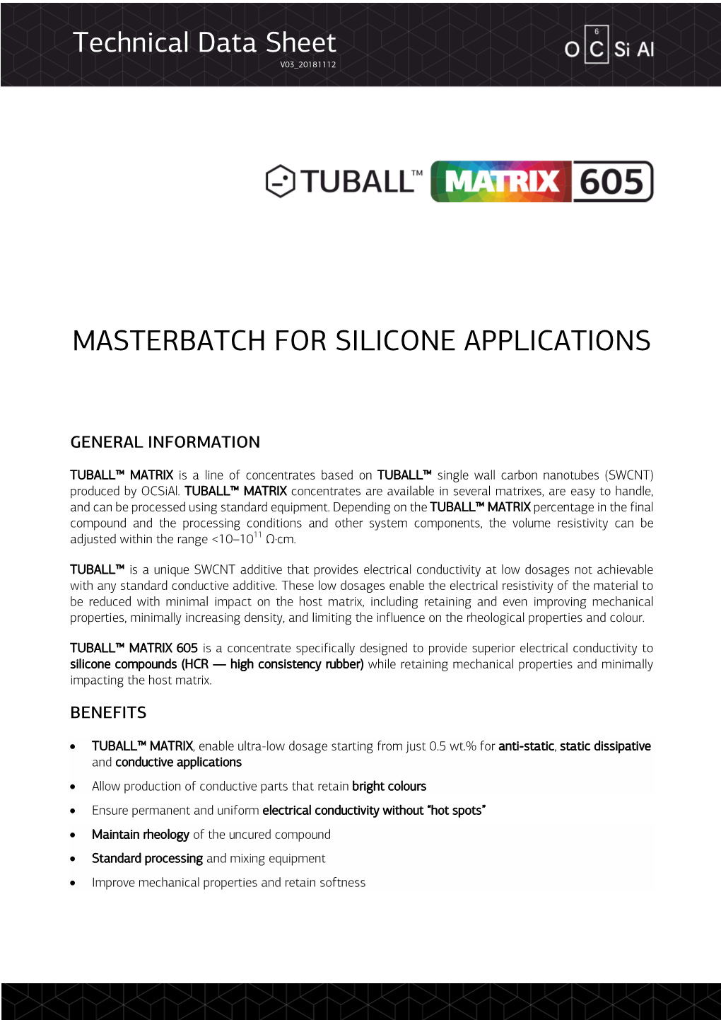 Technical Data Sheet MASTERBATCH for SILICONE