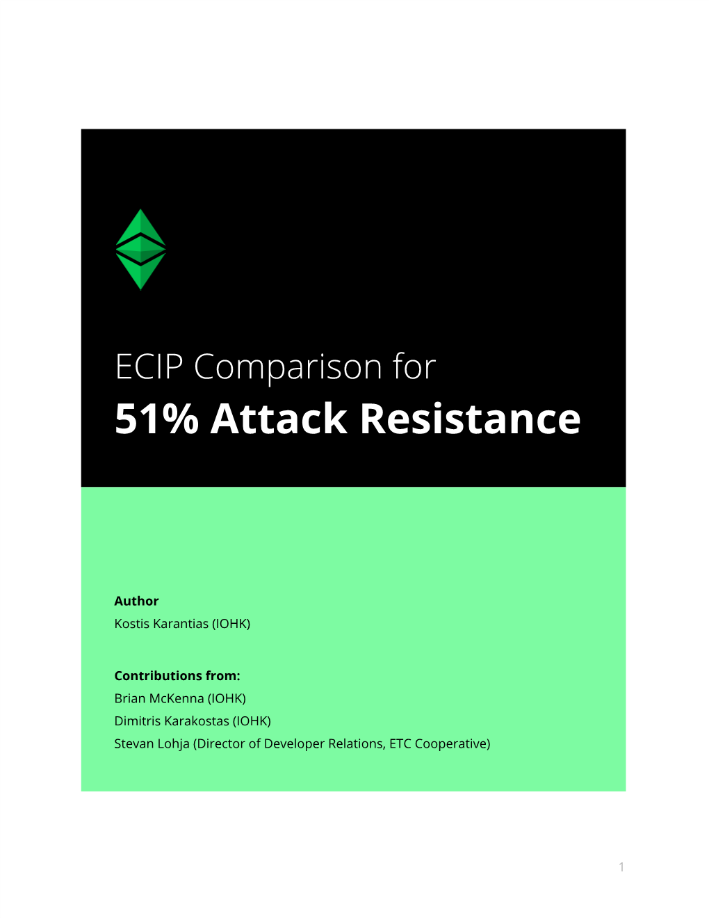 ECIP Comparison for 51% Attack Resistance