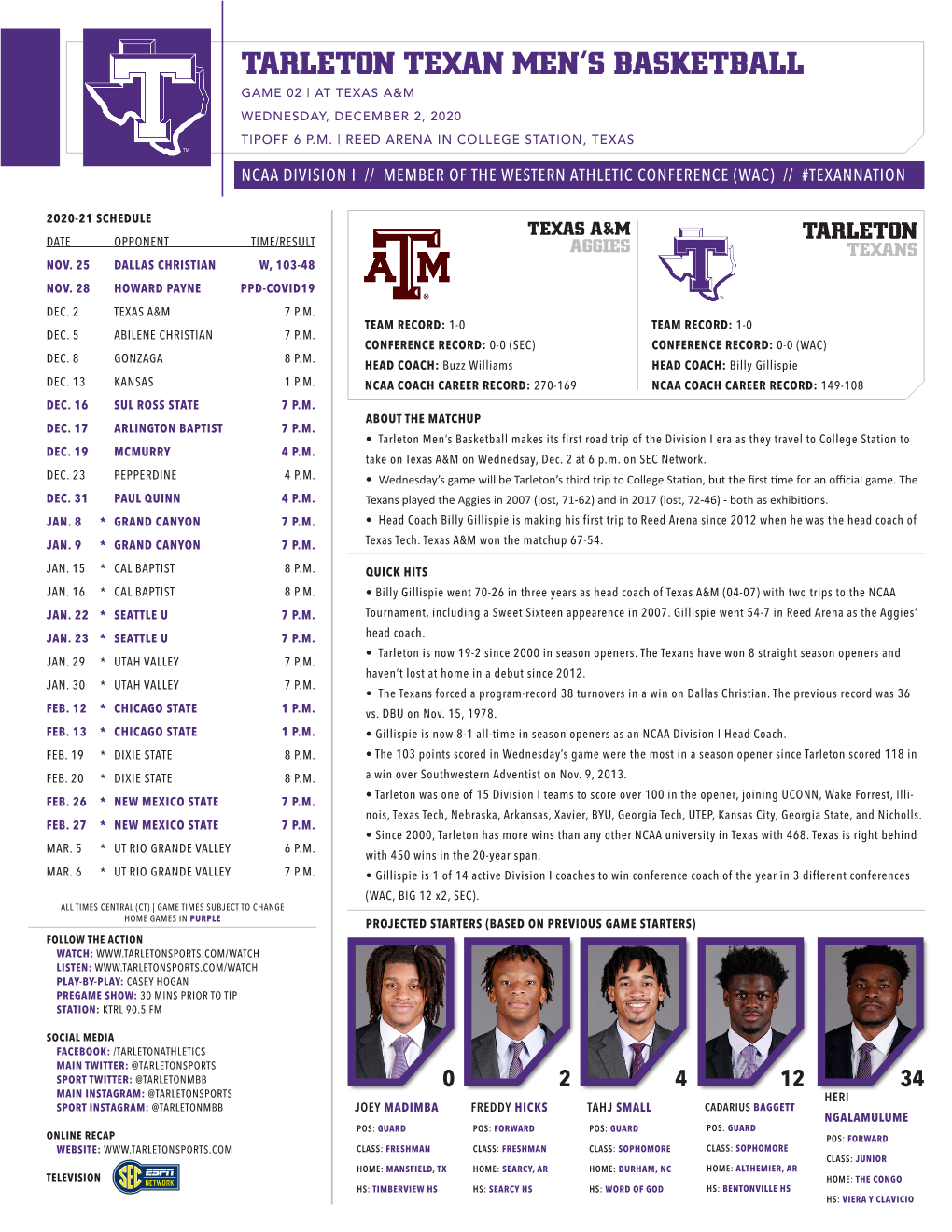 Tarleton Texan Men's Basketball